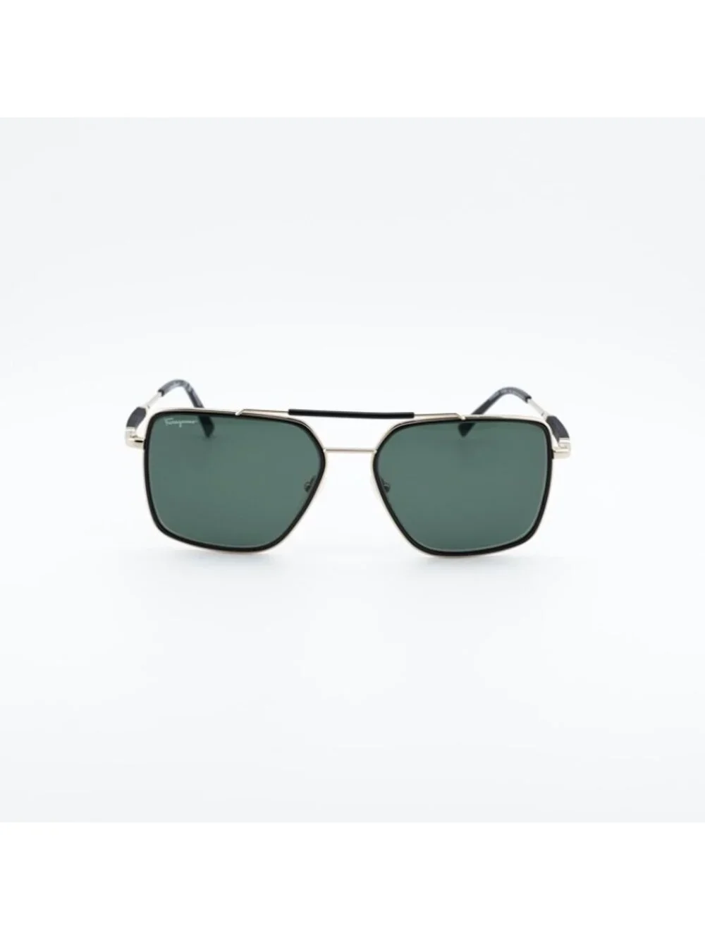 Salvatore Ferragamo SF298S 703 Sunglasses Gold Aviator Frame, Green Lenses